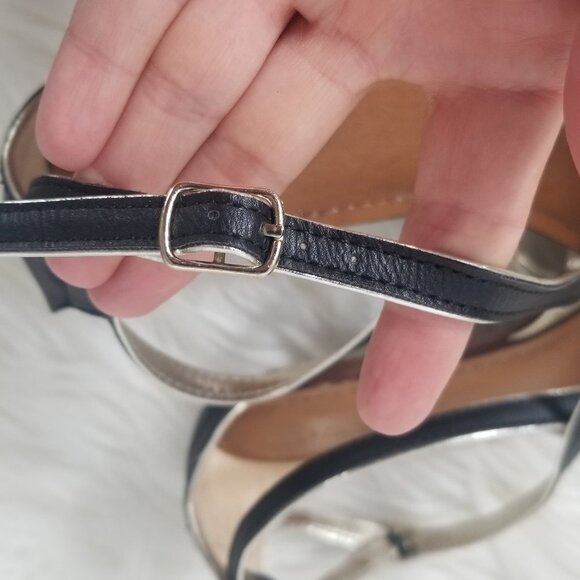 Merona Black Criss Cross Straps Flats Adjustable Ankle Buckle Sandals Thong 6.5 - Picture 5 of 6